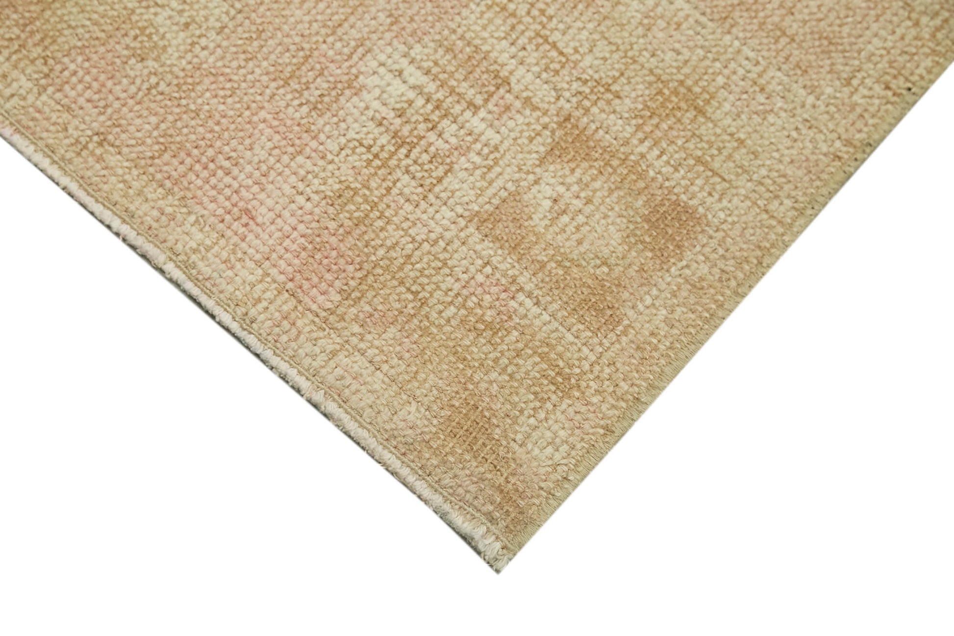 Overdyed Vintage Bej Eskitme Pamuk Yün El Dokuma Halısı 50x93 Agacan