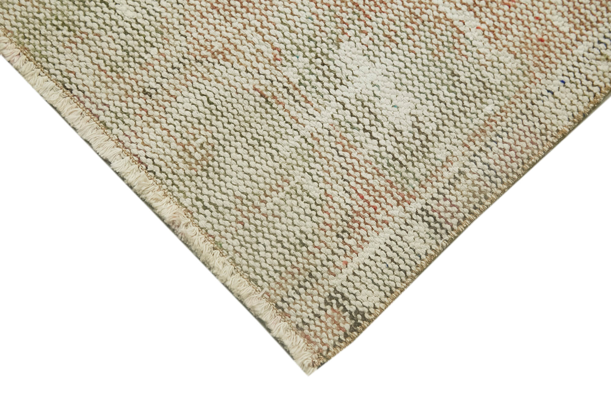 Overdyed Vintage Bej Eskitme Pamuk Yün El Dokuma Halısı 53x106 Agacan