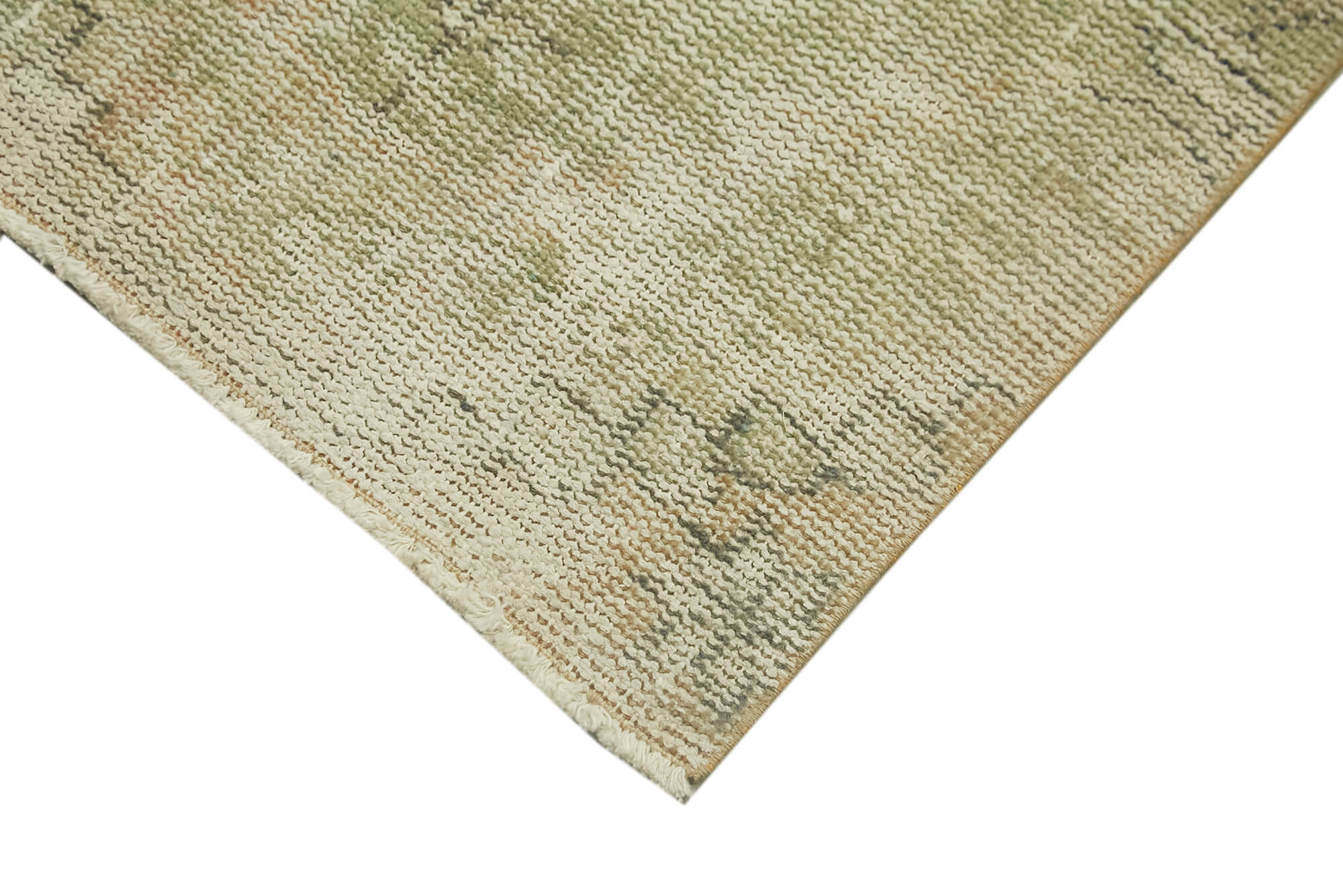 Overdyed Vintage Bej Eskitme Pamuk Yün El Dokuma Halısı 56x100 Agacan