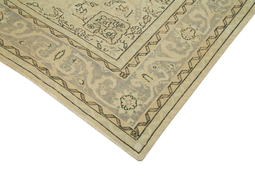 Vintage Bej Eskitme Pamuk Yün El Dokuma Halısı 193x282 Agacan