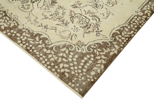 Vintage Bej Eskitme Pamuk Yün El Dokuma Halısı 188x301 Agacan