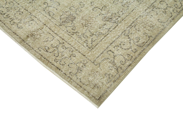 Vintage Bej Eskitme Pamuk Yün El Dokuma Halısı 196x306 Agacan