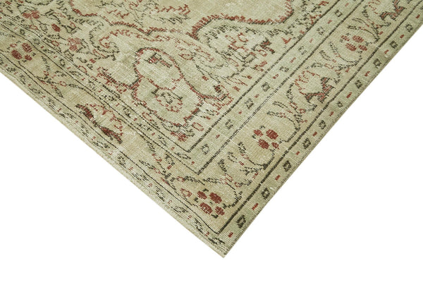 Vintage Bej Eskitme Pamuk Yün El Dokuma Halısı 180x320 Agacan