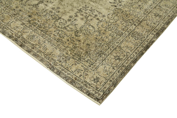 Vintage Bej Eskitme Pamuk Yün El Dokuma Halısı 200x298 Agacan