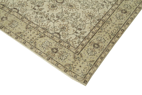 Vintage Bej Eskitme Pamuk Yün El Dokuma Halısı 177x296 Agacan