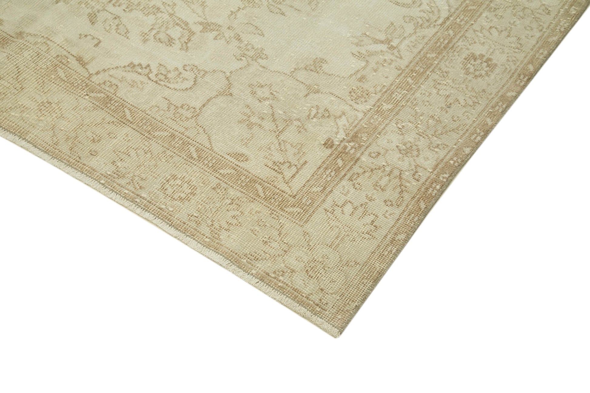 Vintage Bej Eskitme Pamuk Yün El Dokuma Halısı 184x291 Agacan