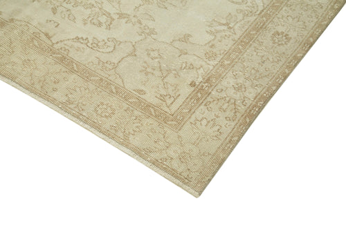 Vintage Bej Eskitme Pamuk Yün El Dokuma Halısı 184x291 Agacan