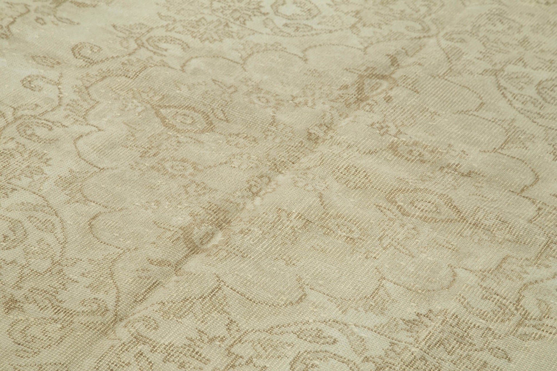 Vintage Bej Eskitme Pamuk Yün El Dokuma Halısı 184x291 Agacan