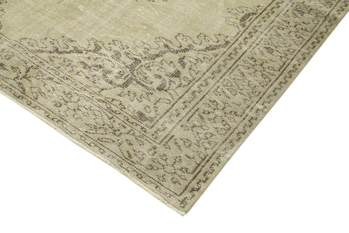 Vintage Bej Eskitme Pamuk Yün El Dokuma Halısı 193x310 Agacan