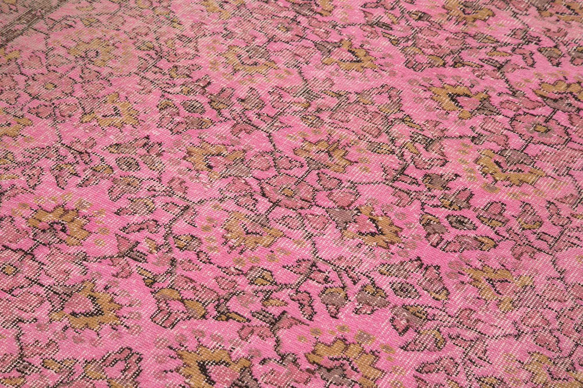Overdyed Vintage Pembe Eskitme Pamuk Yün El Dokuma Halısı 152x260 Agacan