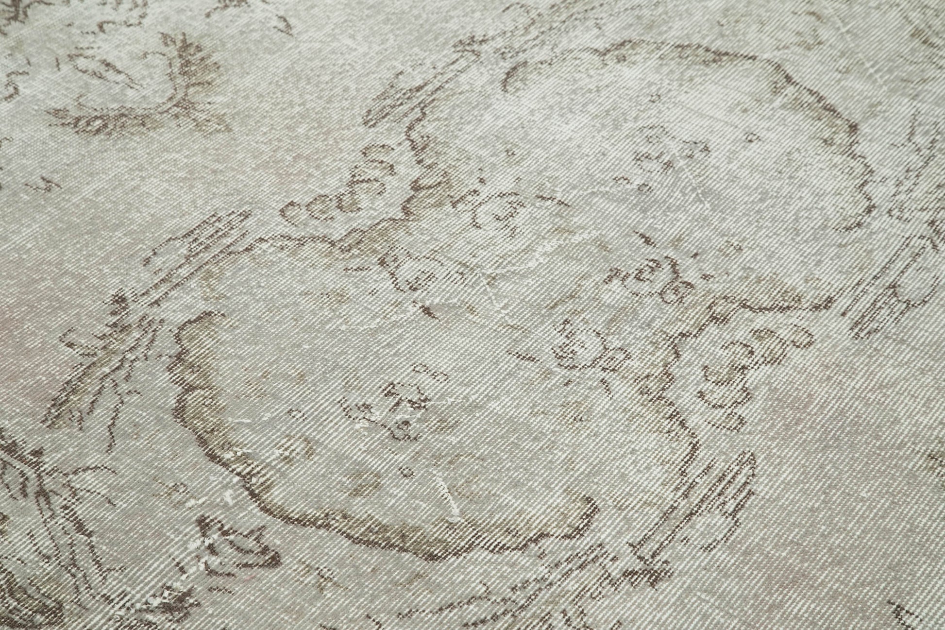 Overdyed Vintage Gri Eskitme Pamuk Yün El Dokuma Halısı 180x272 Agacan