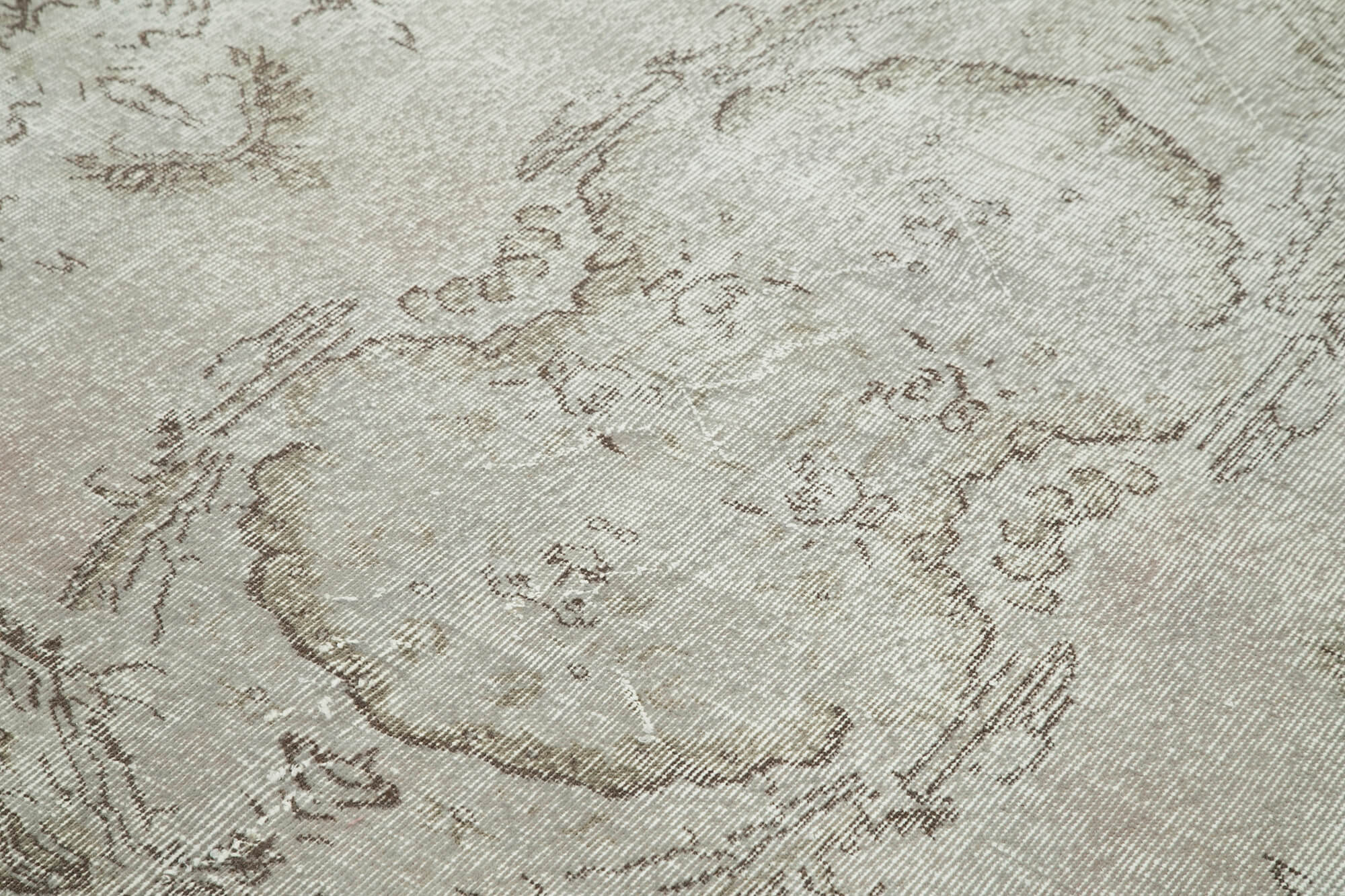 Overdyed Vintage Gri Eskitme Pamuk Yün El Dokuma Halısı 180x272 Agacan