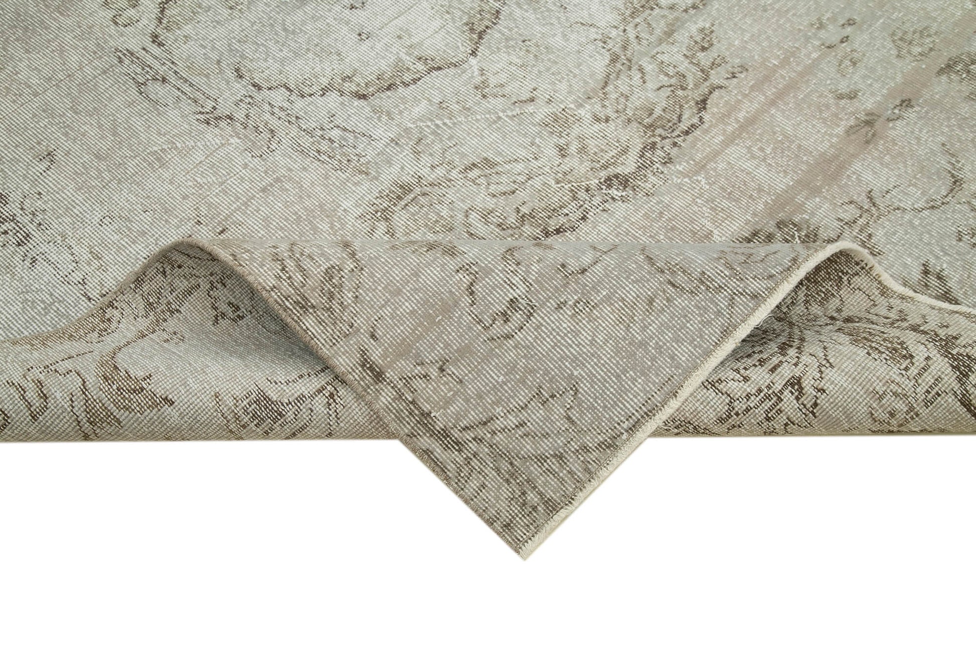 Overdyed Vintage Gri Eskitme Pamuk Yün El Dokuma Halısı 180x272 Agacan