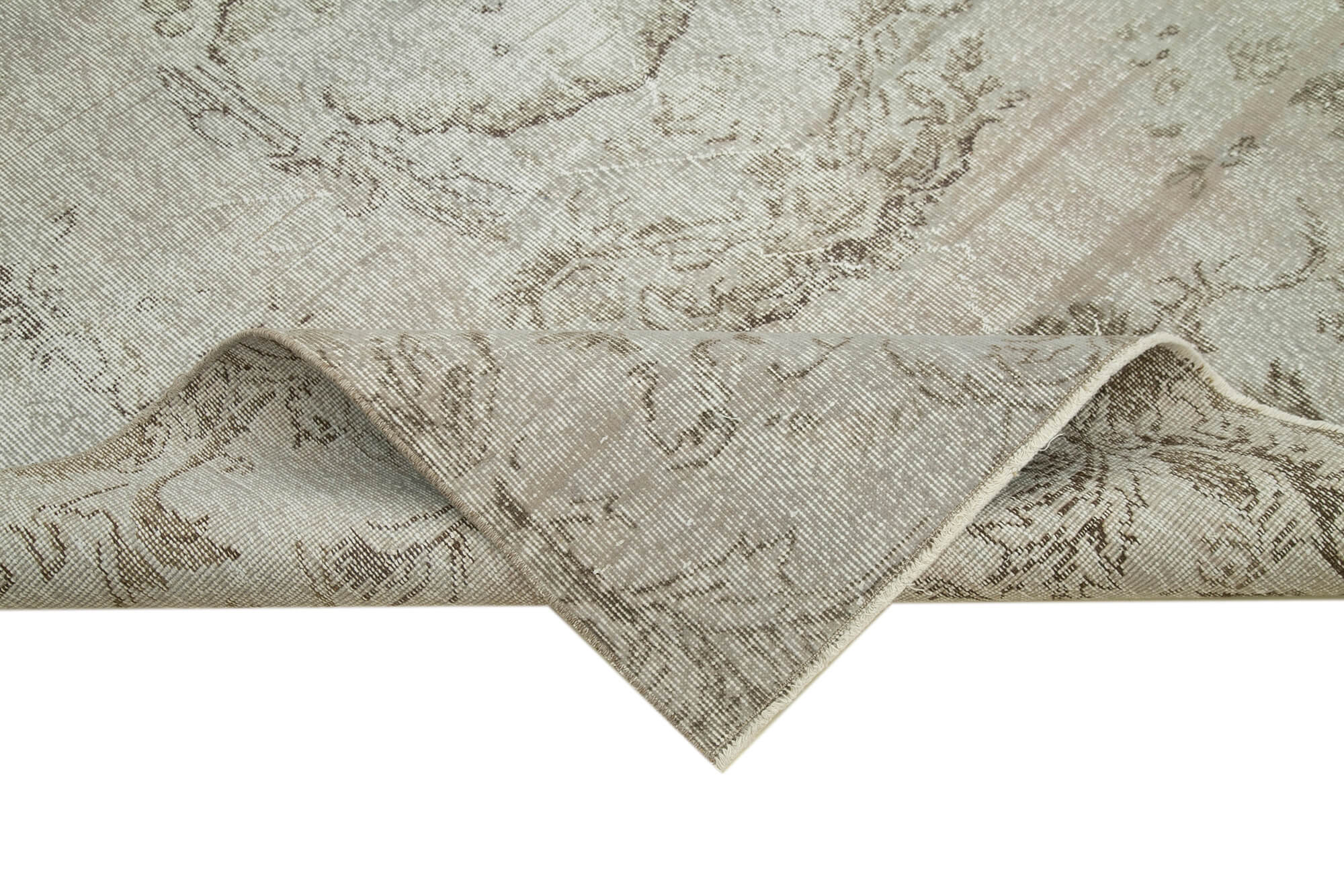 Overdyed Vintage Gri Eskitme Pamuk Yün El Dokuma Halısı 180x272 Agacan