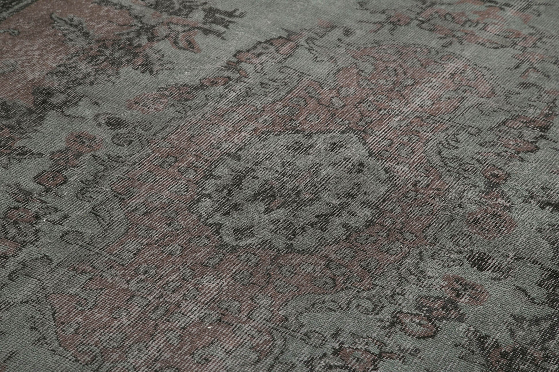 Overdyed Vintage Siyah Eskitme Pamuk Yün El Dokuma Halısı 188x316 Agacan