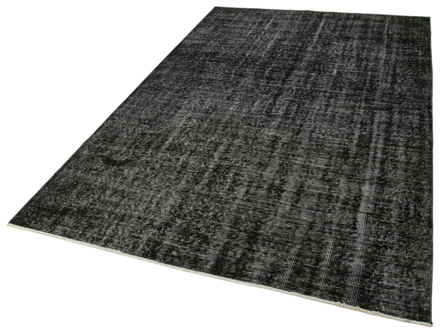 Overdyed Vintage Siyah Eskitme Pamuk Yün El Dokuma Halısı 167x267 Agacan