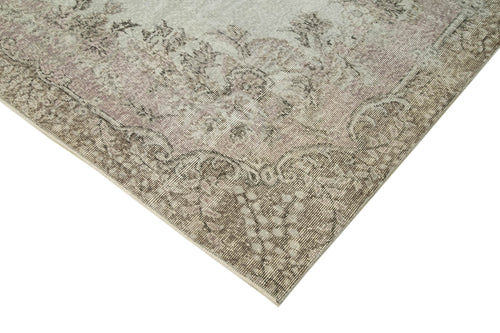 Overdyed Vintage Gri Eskitme Pamuk Yün El Dokuma Halısı 194x305 Agacan