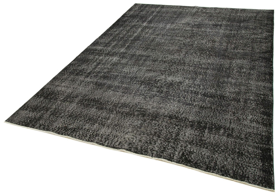 Overdyed Vintage Siyah Eskitme Pamuk Yün El Dokuma Halısı 193x294 Agacan