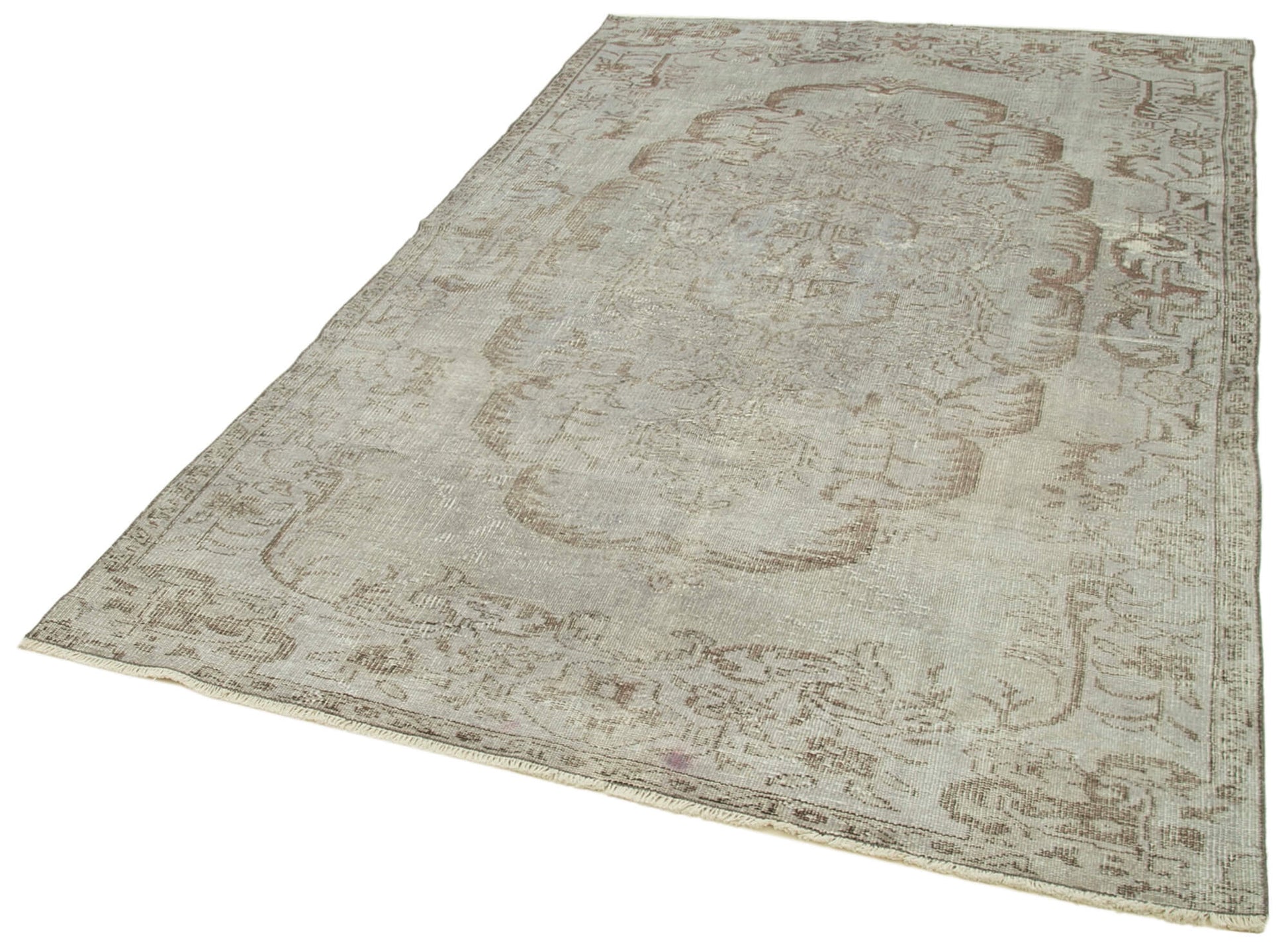 Overdyed Vintage Gri Eskitme Pamuk Yün El Dokuma Halısı 169x275 Agacan