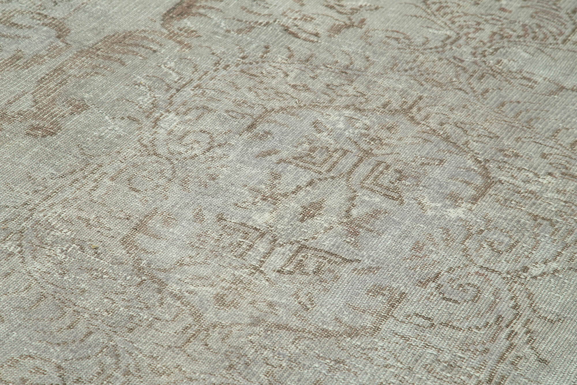 Overdyed Vintage Gri Eskitme Pamuk Yün El Dokuma Halısı 169x275 Agacan