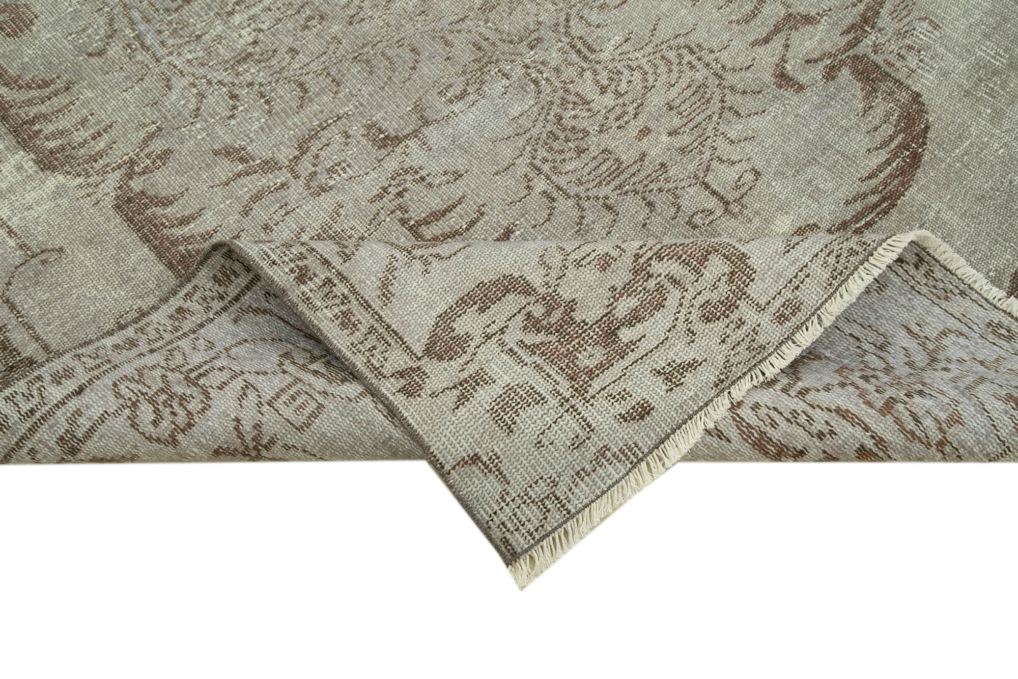 Overdyed Vintage Gri Eskitme Pamuk Yün El Dokuma Halısı 169x275 Agacan