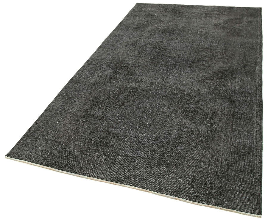 Overdyed Vintage Siyah Eskitme Pamuk Yün El Dokuma Halısı 145x292 Agacan