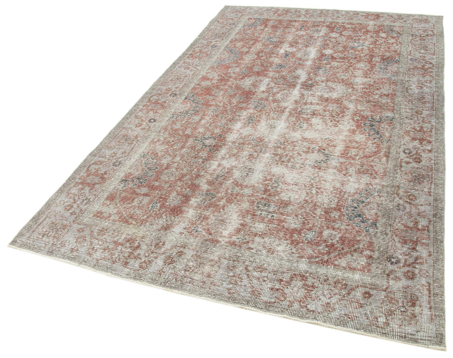 Overdyed Vintage Kırmızı Eskitme Pamuk Yün El Dokuma Halısı 151x263 Agacan