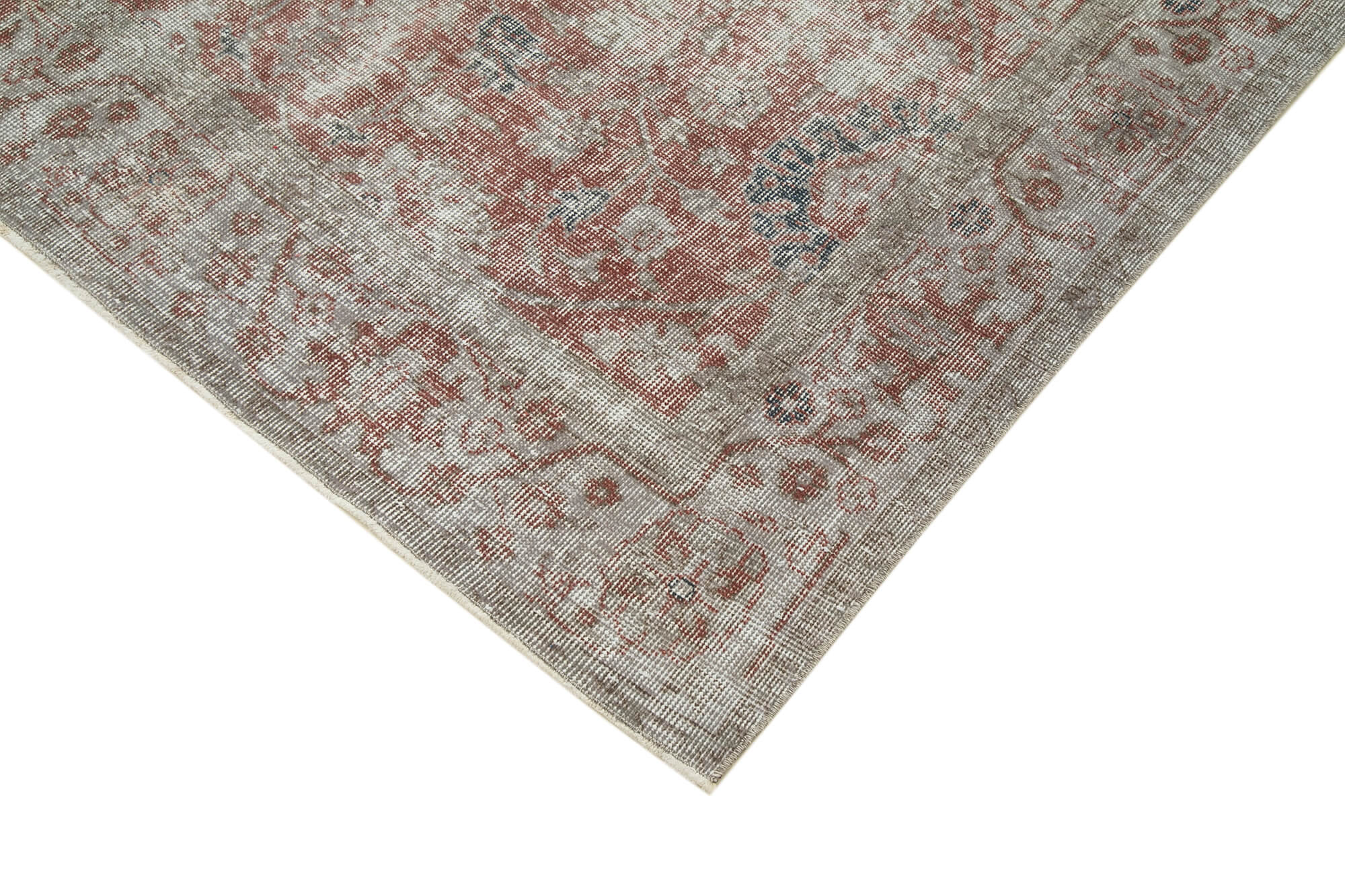 Overdyed Vintage Kırmızı Eskitme Pamuk Yün El Dokuma Halısı 151x263 Agacan