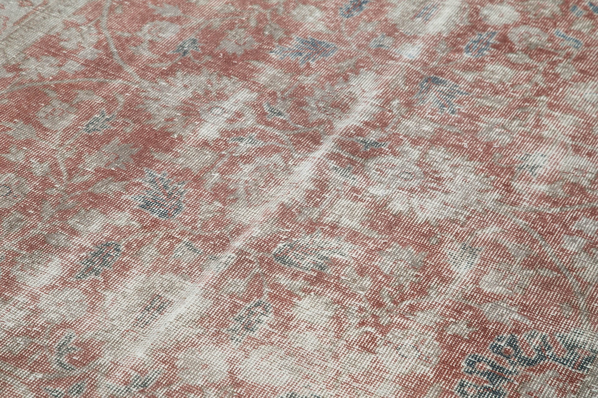 Overdyed Vintage Kırmızı Eskitme Pamuk Yün El Dokuma Halısı 151x263 Agacan