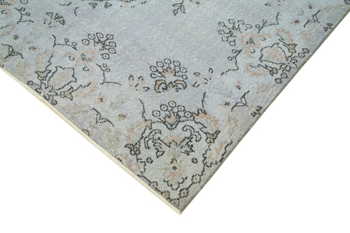 Overdyed Vintage Mavi Eskitme Pamuk Yün El Dokuma Halısı 164x282 Agacan