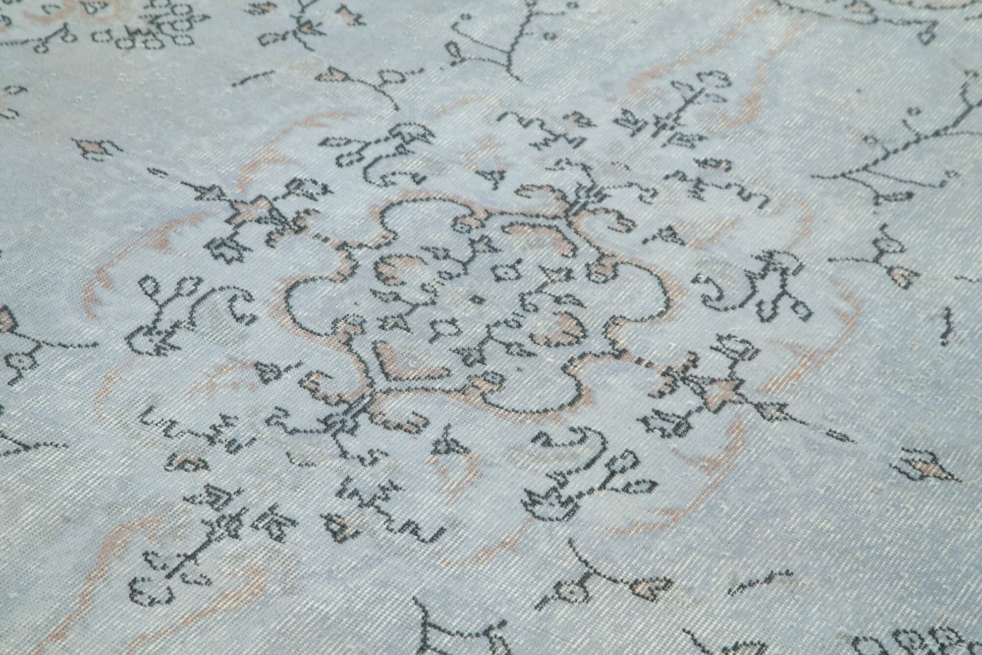 Overdyed Vintage Mavi Eskitme Pamuk Yün El Dokuma Halısı 164x282 Agacan