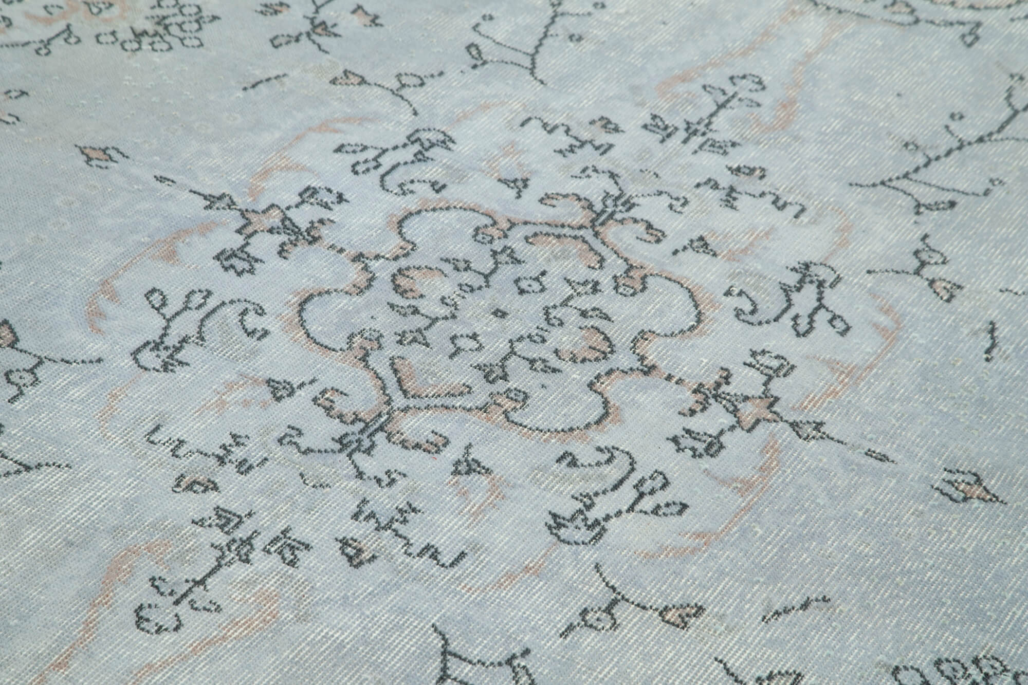 Overdyed Vintage Mavi Eskitme Pamuk Yün El Dokuma Halısı 164x282 Agacan