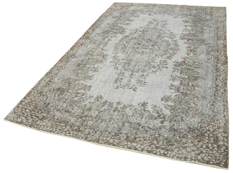 Overdyed Vintage Gri Eskitme Pamuk Yün El Dokuma Halısı 168x288 Agacan