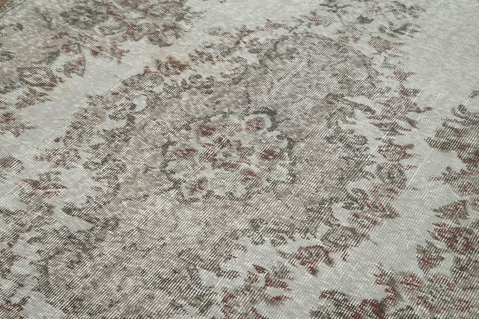 Overdyed Vintage Gri Eskitme Pamuk Yün El Dokuma Halısı 168x288 Agacan