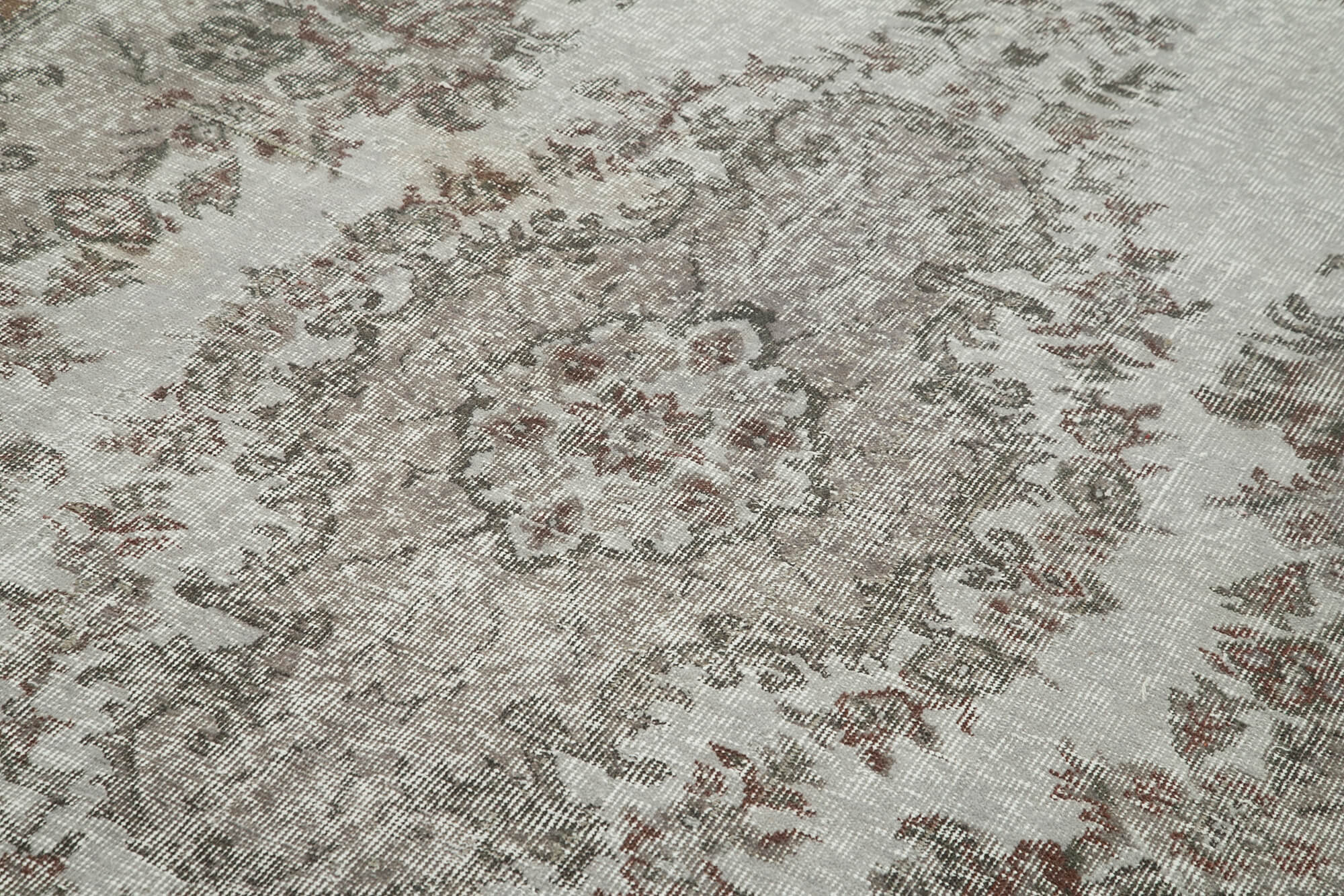 Overdyed Vintage Gri Eskitme Pamuk Yün El Dokuma Halısı 168x288 Agacan