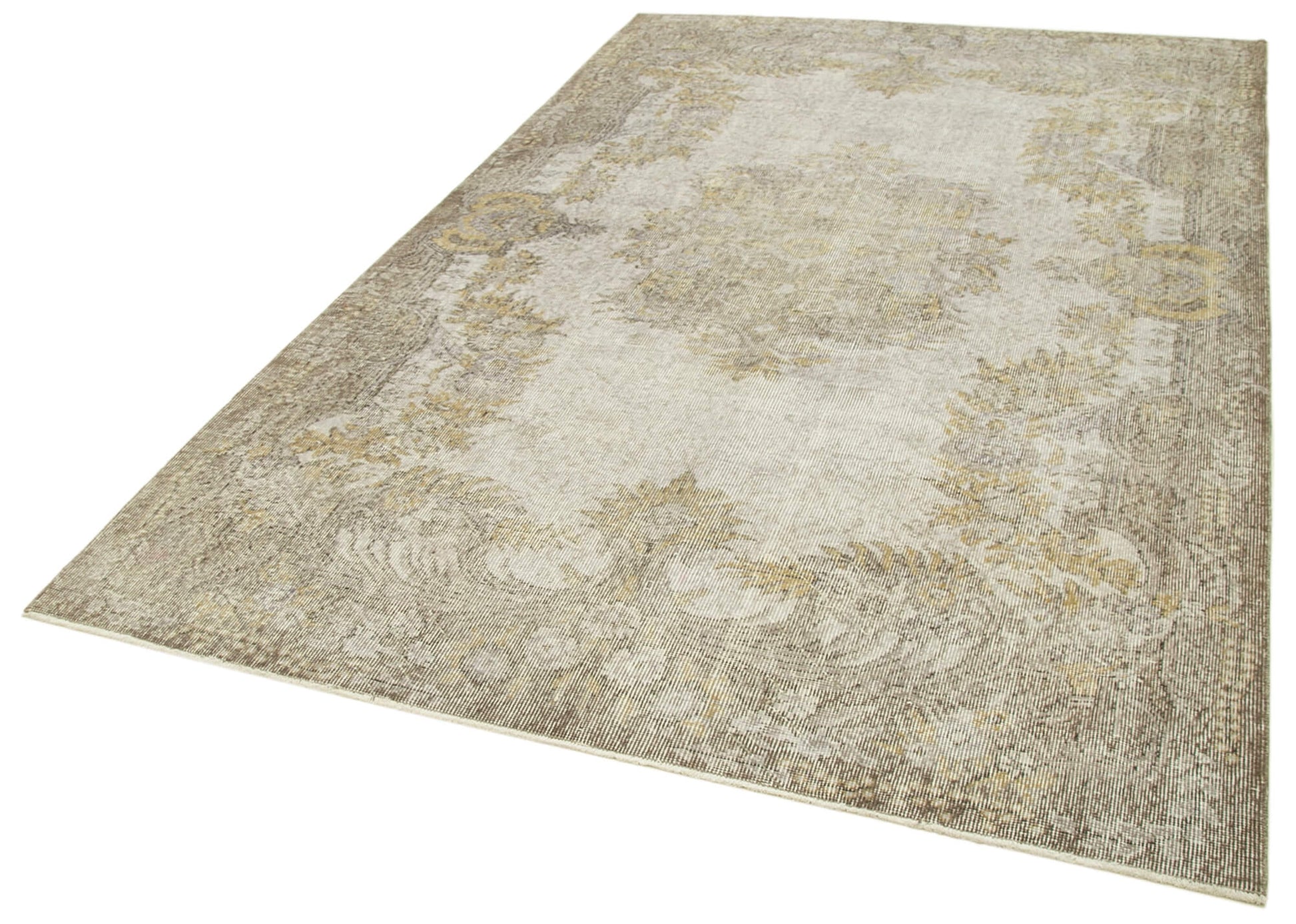 Overdyed Vintage Gri Eskitme Pamuk Yün El Dokuma Halısı 182x287 Agacan