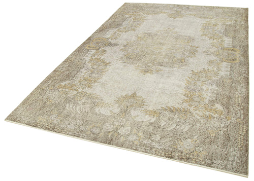 Overdyed Vintage Gri Eskitme Pamuk Yün El Dokuma Halısı 182x287 Agacan