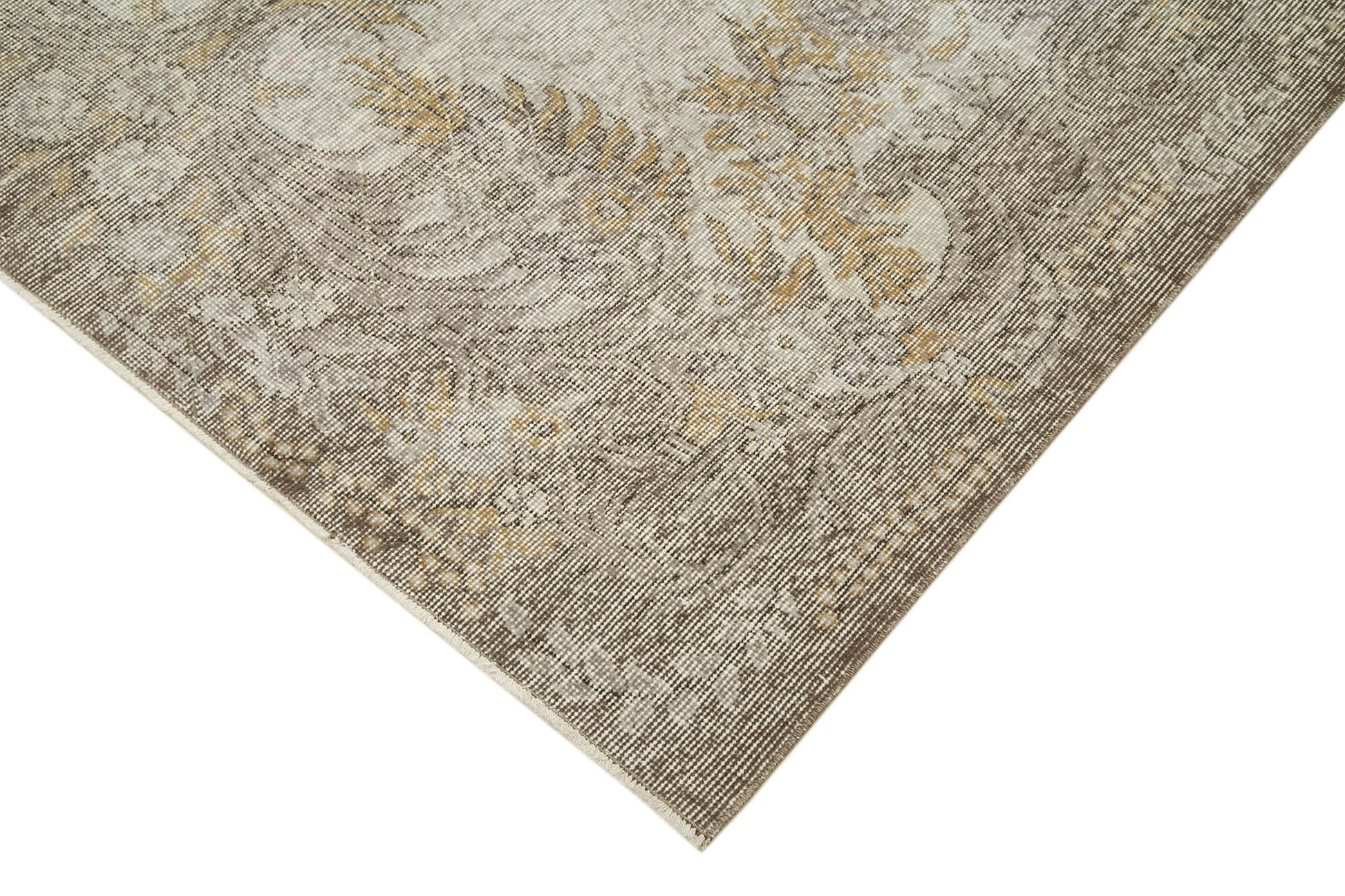 Overdyed Vintage Gri Eskitme Pamuk Yün El Dokuma Halısı 182x287 Agacan