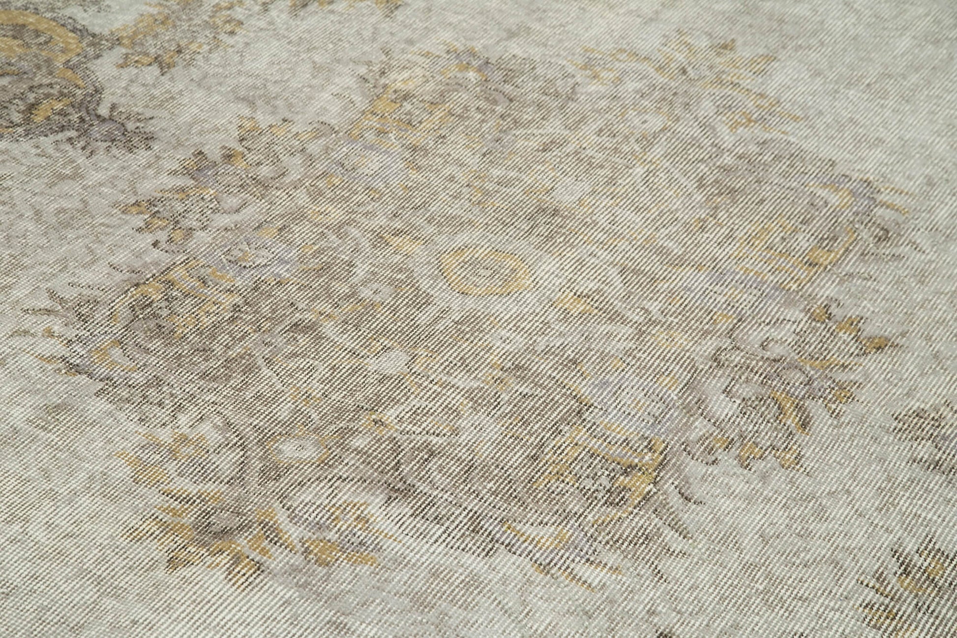 Overdyed Vintage Gri Eskitme Pamuk Yün El Dokuma Halısı 182x287 Agacan