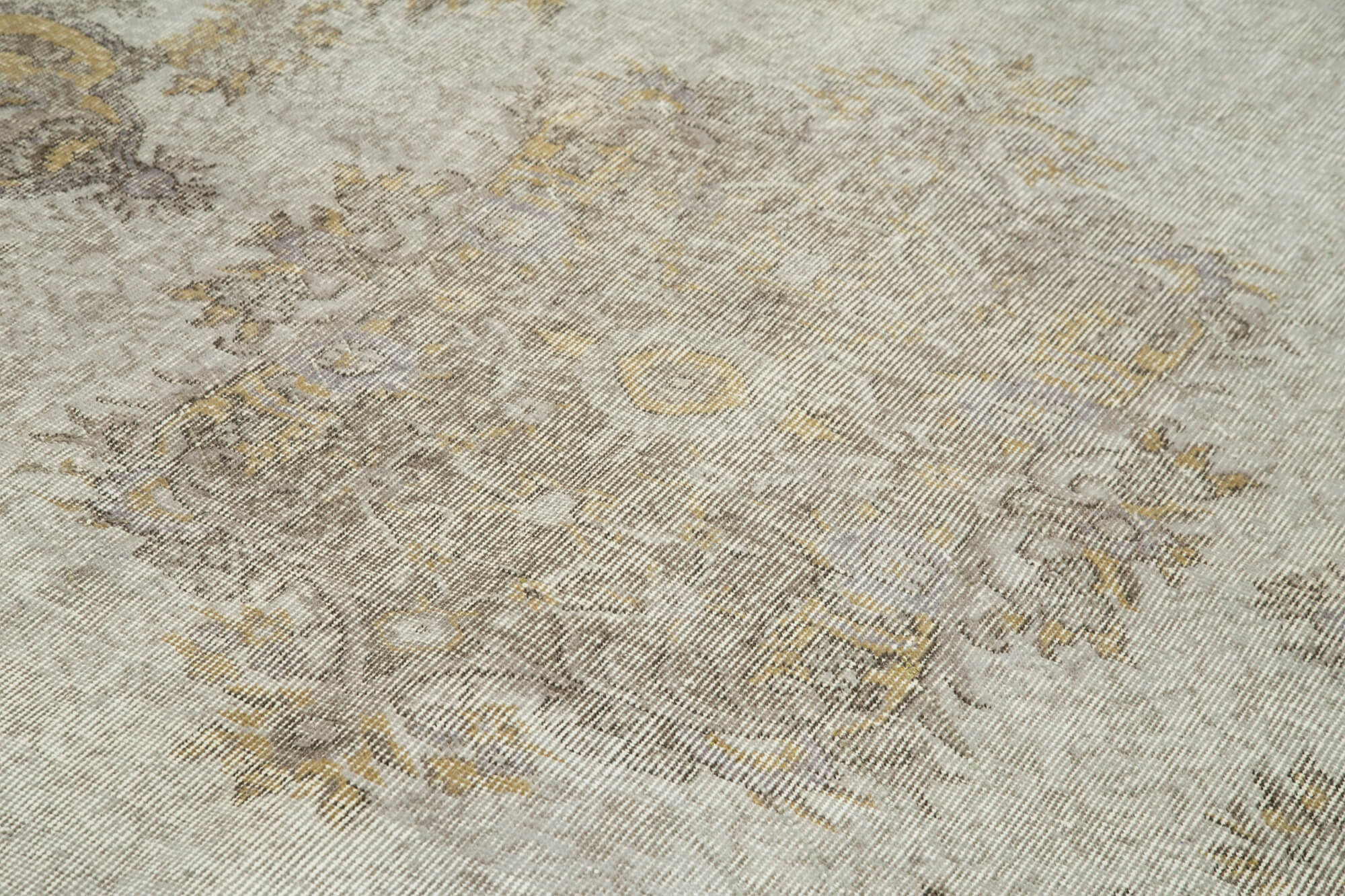 Overdyed Vintage Gri Eskitme Pamuk Yün El Dokuma Halısı 182x287 Agacan