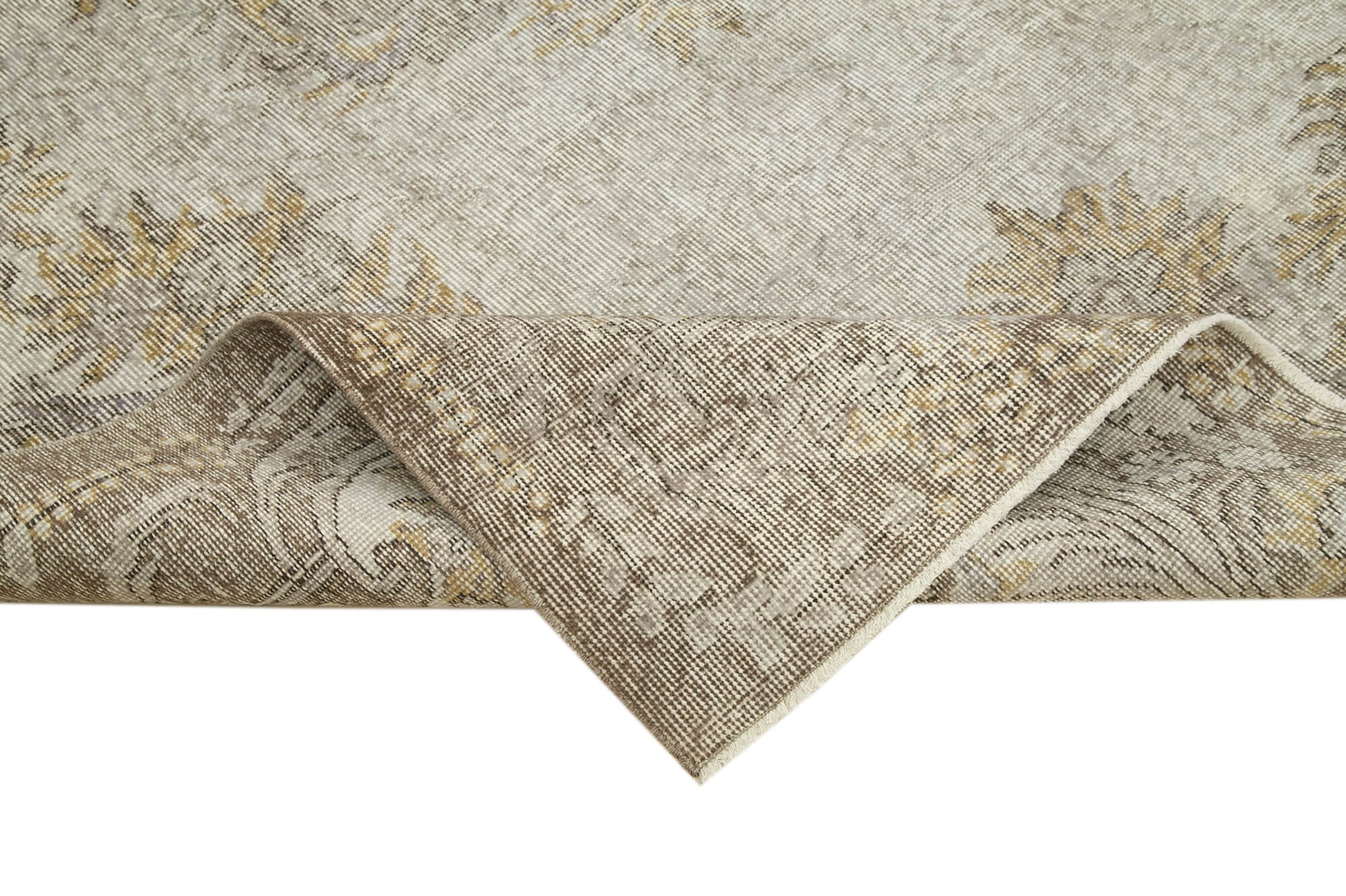 Overdyed Vintage Gri Eskitme Pamuk Yün El Dokuma Halısı 182x287 Agacan