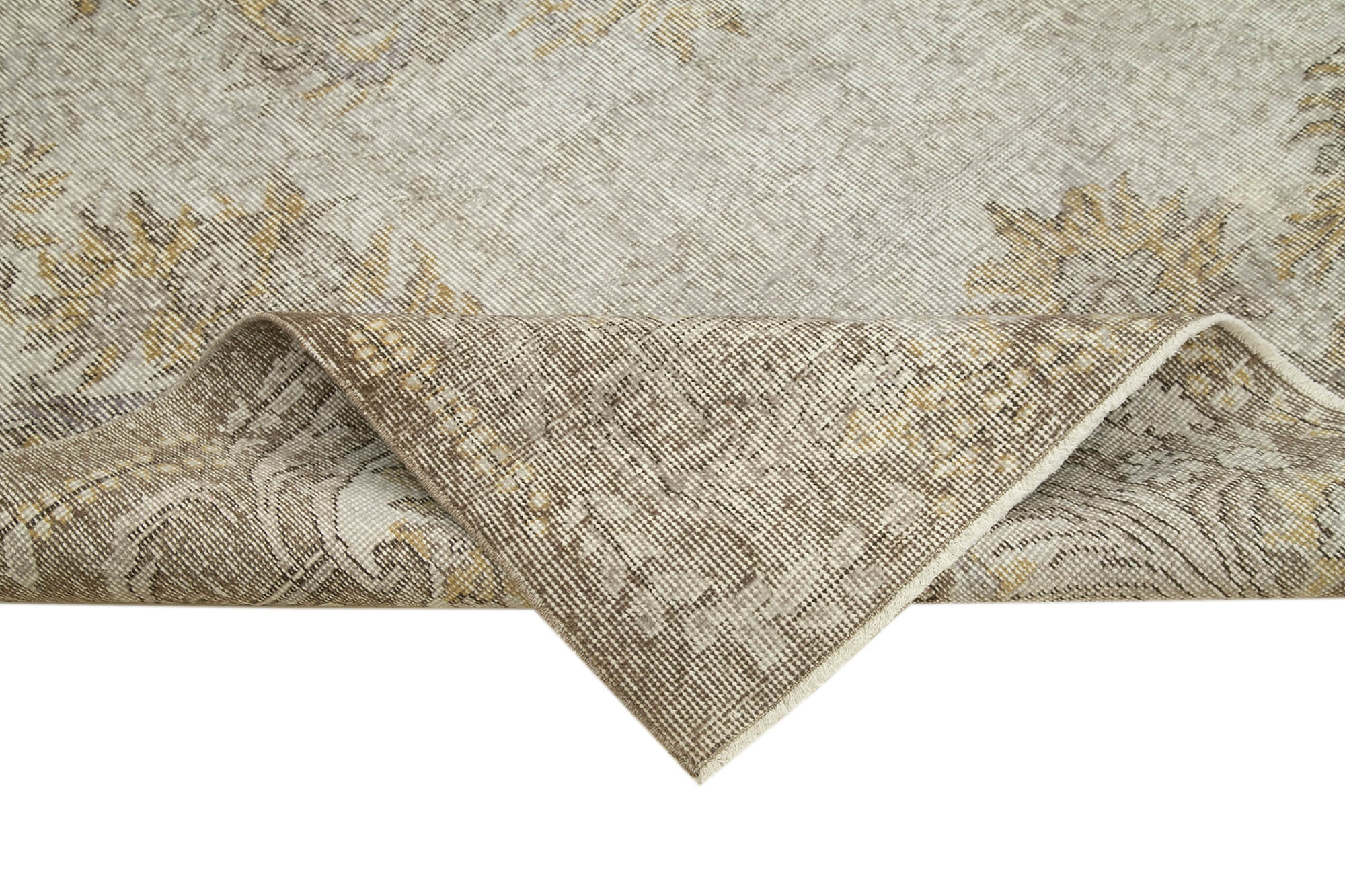 Overdyed Vintage Gri Eskitme Pamuk Yün El Dokuma Halısı 182x287 Agacan