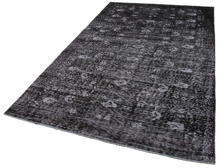 Overdyed Vintage Siyah Eskitme Pamuk Yün El Dokuma Halısı 157x266 Agacan