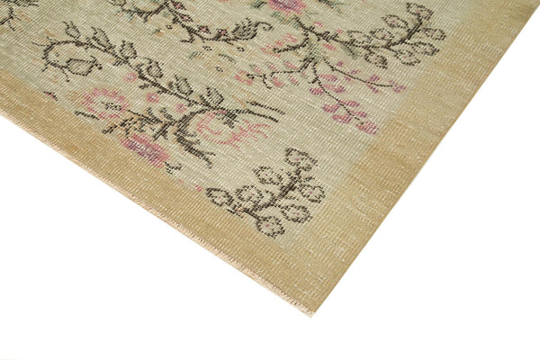 Overdyed Vintage Bej Eskitme Pamuk Yün El Dokuma Halısı 181x267 Agacan