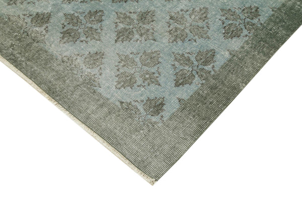 Overdyed Vintage Mavi Eskitme Pamuk Yün El Dokuma Halısı 206x307 Agacan