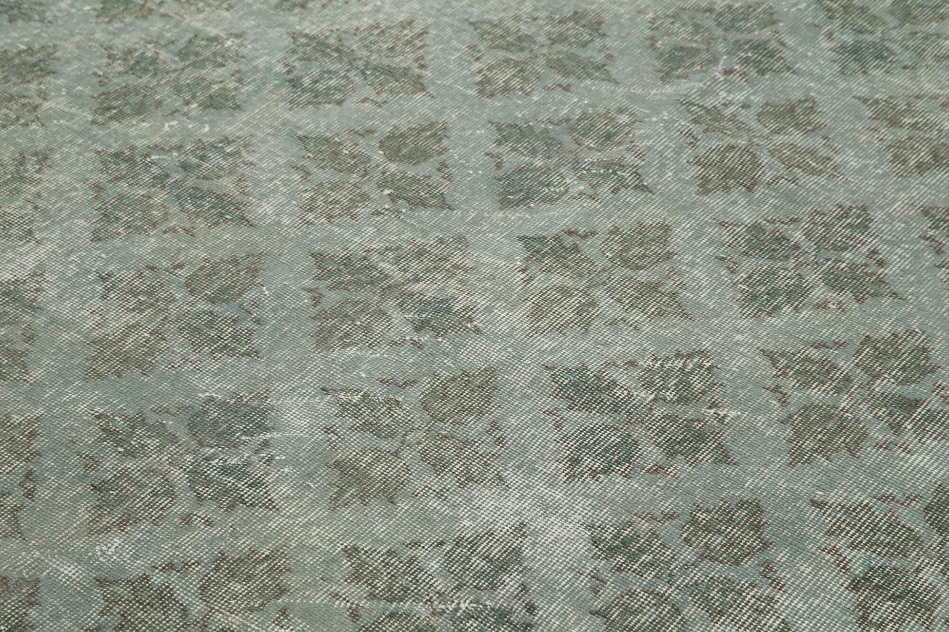 Overdyed Vintage Mavi Eskitme Pamuk Yün El Dokuma Halısı 206x307 Agacan