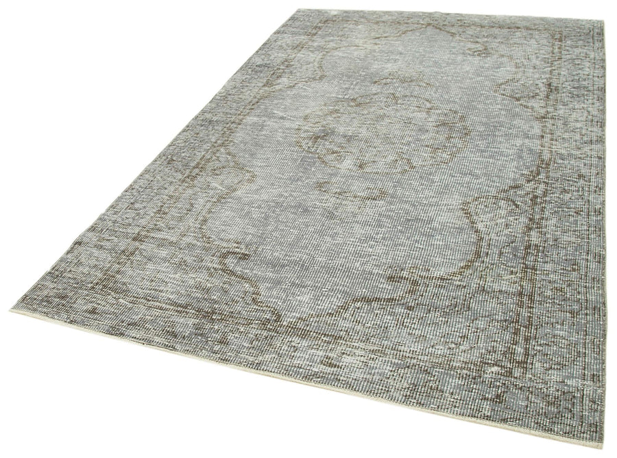 Overdyed Vintage Gri Eskitme Pamuk Yün El Dokuma Halısı 157x250 Agacan