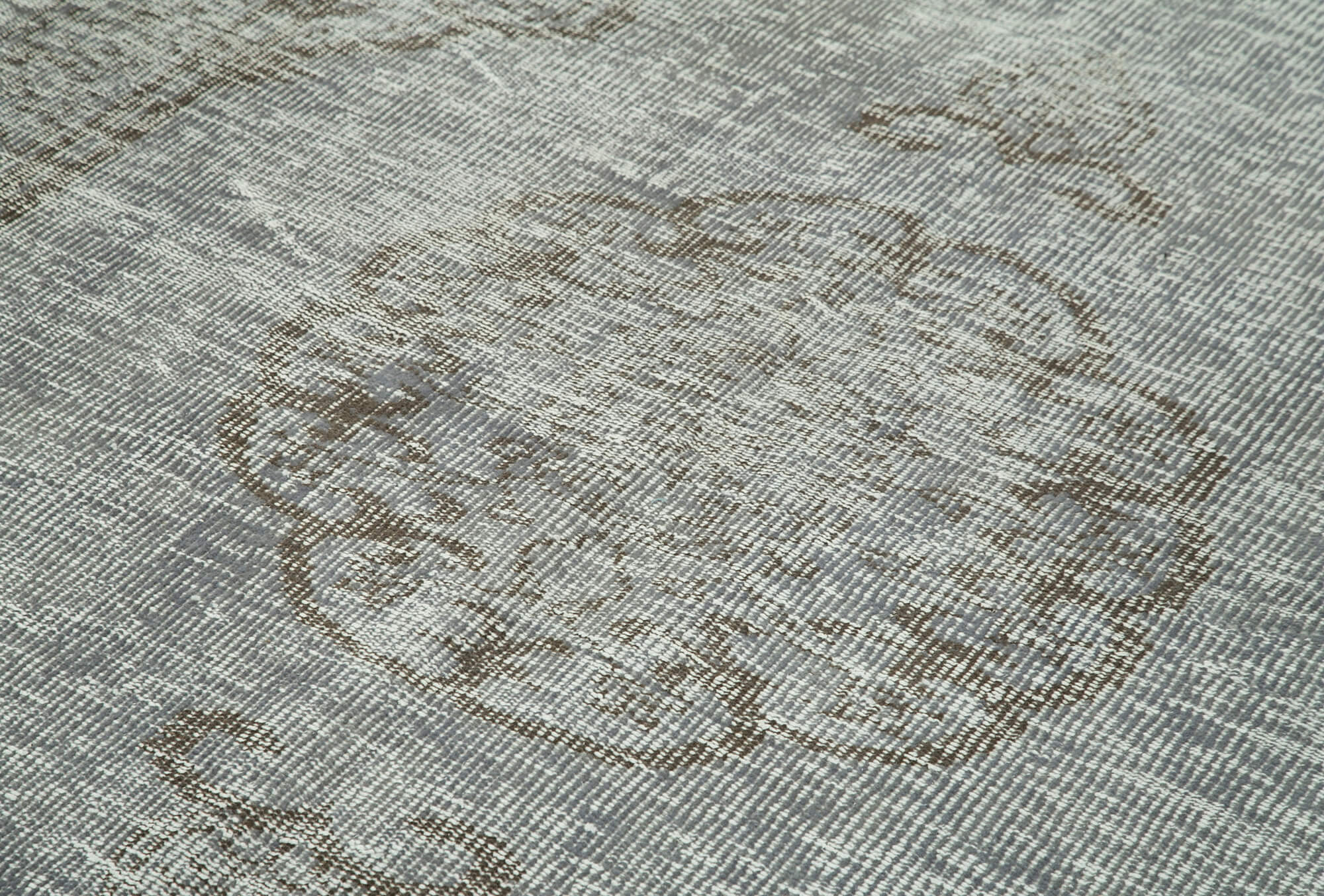 Overdyed Vintage Gri Eskitme Pamuk Yün El Dokuma Halısı 157x250 Agacan