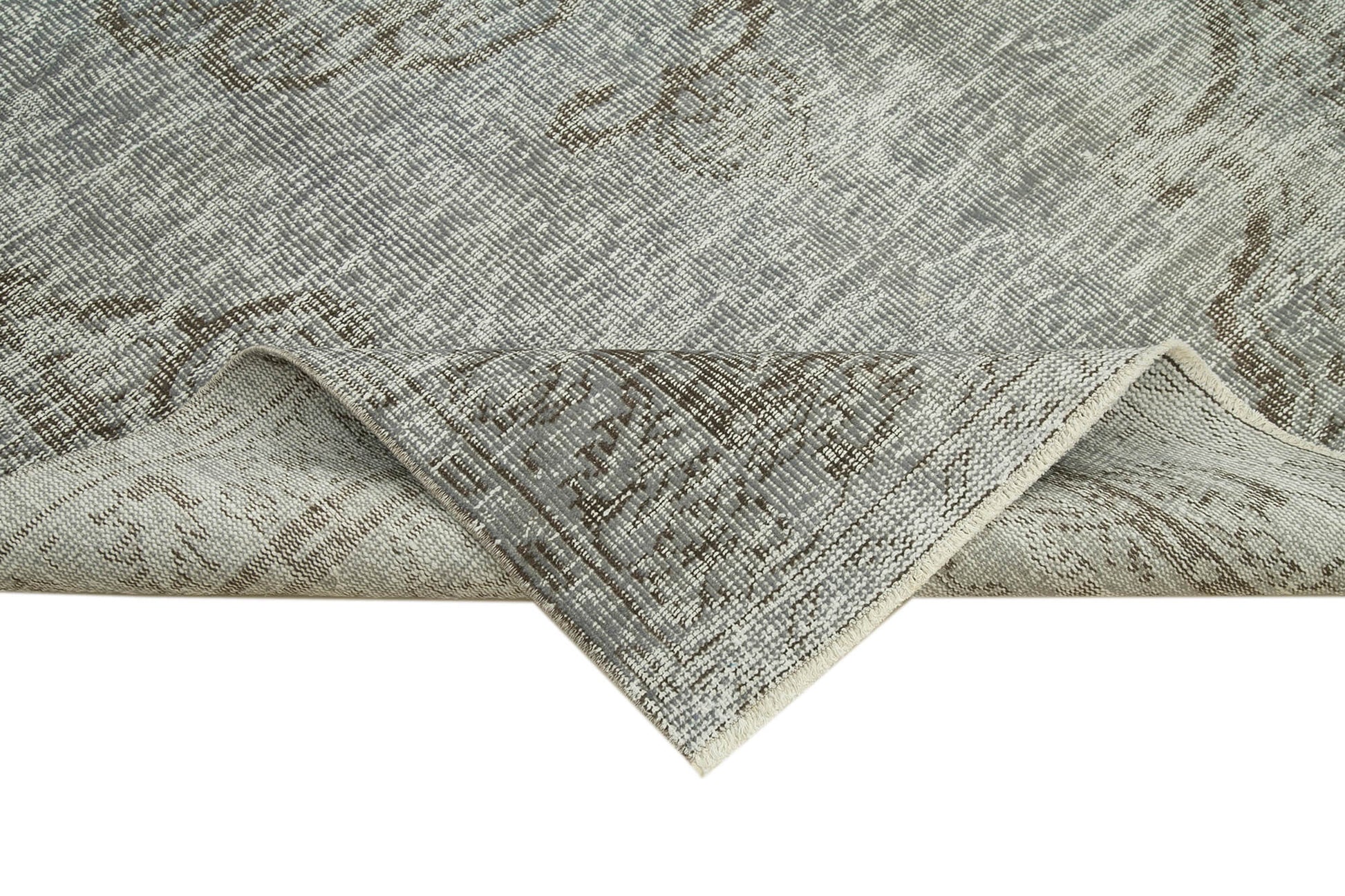 Overdyed Vintage Gri Eskitme Pamuk Yün El Dokuma Halısı 157x250 Agacan