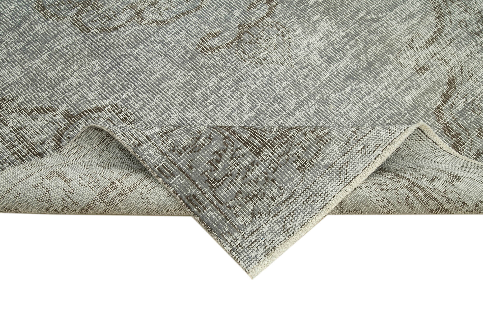 Overdyed Vintage Gri Eskitme Pamuk Yün El Dokuma Halısı 157x250 Agacan